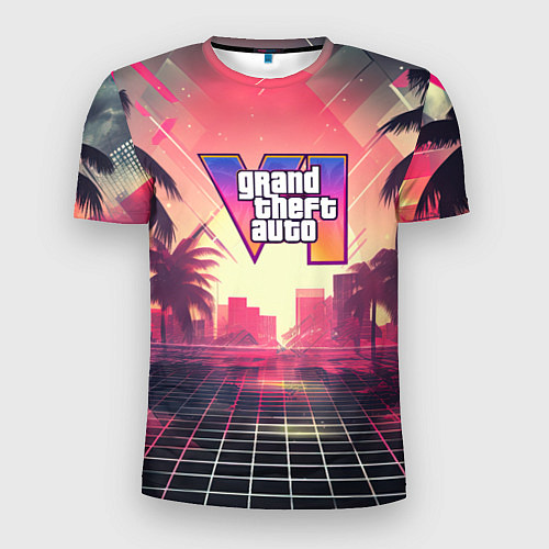 Мужская спорт-футболка GTA 6 retro abstract logo / 3D-принт – фото 1