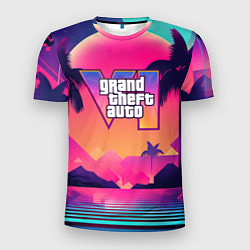 Мужская спорт-футболка GTA 6 закат солнца