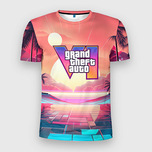 Мужская спорт-футболка GTA 6 retro abstract / 3D-принт – фото 1