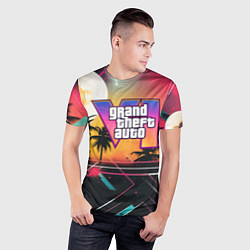 Футболка спортивная мужская GTA 6 night logo, цвет: 3D-принт — фото 2