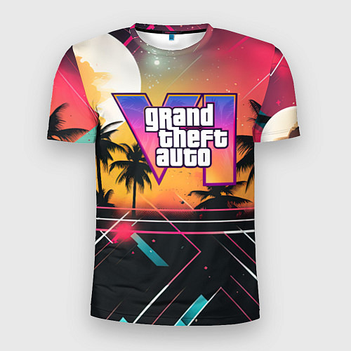Мужская спорт-футболка GTA 6 night logo / 3D-принт – фото 1