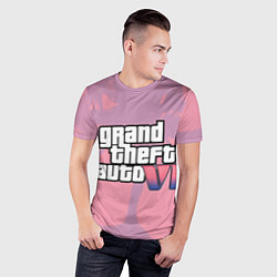 Футболка спортивная мужская GTA 6 pink, цвет: 3D-принт — фото 2