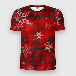Футболка спортивная мужская Рождественские узоры снежинки, цвет: 3D-принт