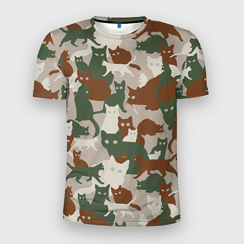 Мужская спорт-футболка Кошки - камуфляж / 3D-принт – фото 1