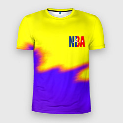 Футболка спортивная мужская НБА баскетбол краски неоновые желтые, цвет: 3D-принт