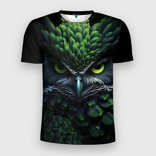 Мужская спорт-футболка Зеленая фэнтази сова / 3D-принт – фото 1