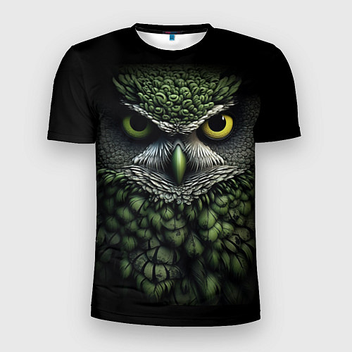 Мужская спорт-футболка Зелено черная сова / 3D-принт – фото 1