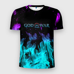 Мужская спорт-футболка God of war неоновый шторм