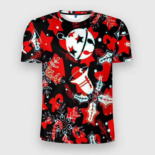Мужская спорт-футболка Рождественские паттерны орнамент / 3D-принт – фото 1