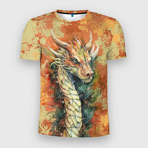 Мужская спорт-футболка Зеленый древесный дракон с листьями / 3D-принт – фото 1