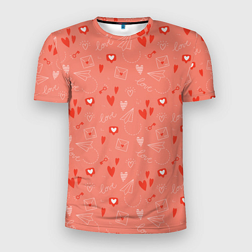 Мужская спорт-футболка Love heart message pattern / 3D-принт – фото 1