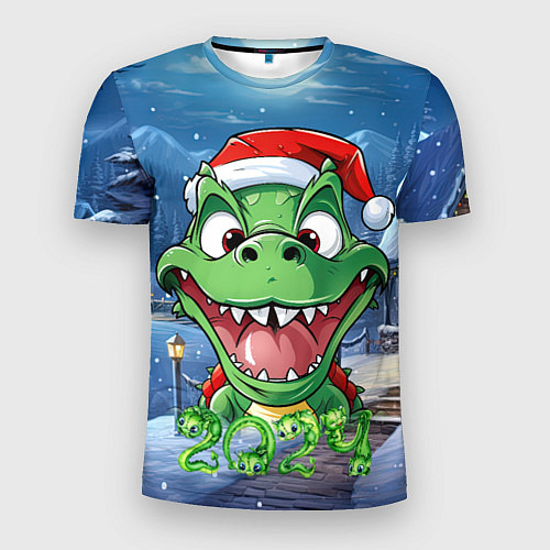 Мужская спорт-футболка Зеленый новогодний счастливый дракон новогодний 20 / 3D-принт – фото 1