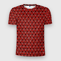 Футболка спортивная мужская Красные и чёрные треугольники, цвет: 3D-принт