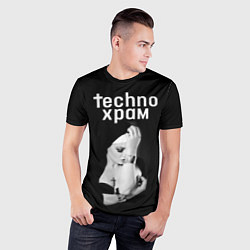 Футболка спортивная мужская Techno храм монашка с золотыми браслетами, цвет: 3D-принт — фото 2