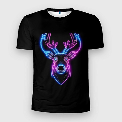 Мужская спорт-футболка Фиолетовый неоновый олень / 3D-принт – фото 1