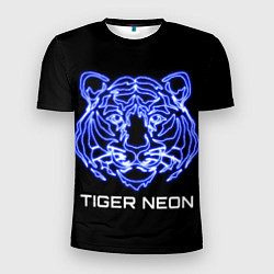 Футболка спортивная мужская Tiger neon art, цвет: 3D-принт