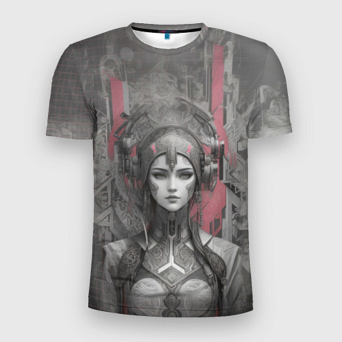 Мужская спорт-футболка Девушка в узорчатом шлеме / 3D-принт – фото 1