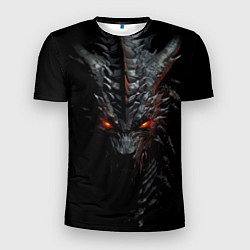 Мужская спорт-футболка Черный пещерный дракон символ 2024