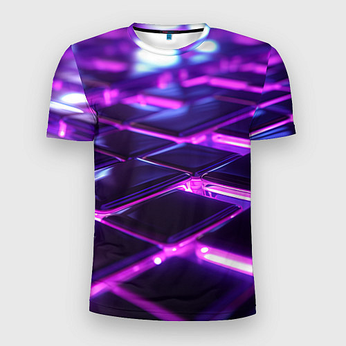 Мужская спорт-футболка Фиолетовая неоновая плитка / 3D-принт – фото 1