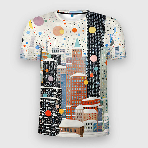 Мужская спорт-футболка Новогодний город / 3D-принт – фото 1