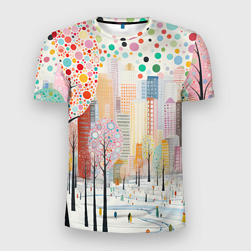 Мужская спорт-футболка Парк новогоднего города / 3D-принт – фото 1