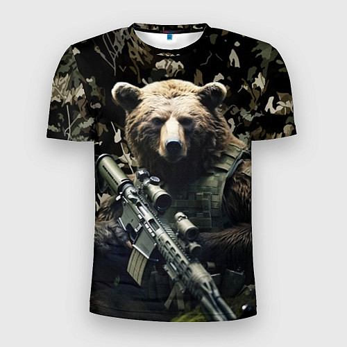 Мужская спорт-футболка Медведь солдат с винтовкой / 3D-принт – фото 1