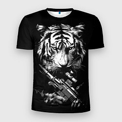 Мужская спорт-футболка Тигр с винтовкой