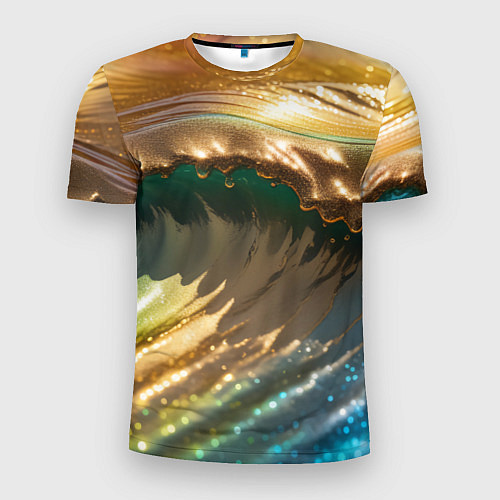 Мужская спорт-футболка Перламутровые блестящие волны радужных цветов / 3D-принт – фото 1