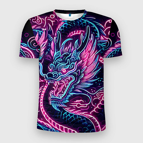 Мужская спорт-футболка Neon Japanese dragon - irezumi / 3D-принт – фото 1