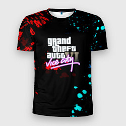 Мужская спорт-футболка GTA vice city неоновые краски вайсити