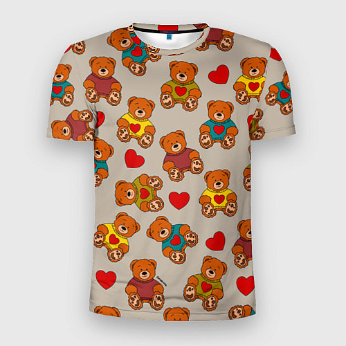Мужская спорт-футболка Мишки в свитерах и сердечки / 3D-принт – фото 1