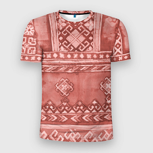 Мужская спорт-футболка Красный славянский орнамент / 3D-принт – фото 1