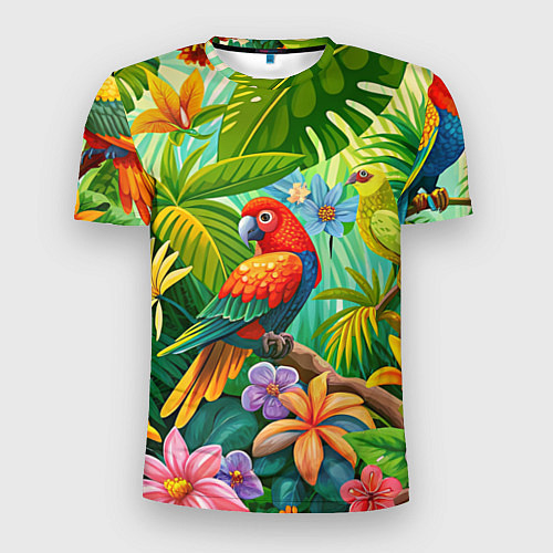 Мужская спорт-футболка Попугаи - экзотические птицы / 3D-принт – фото 1