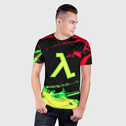 Футболка спортивная мужская Half life кислотное лого флейм, цвет: 3D-принт — фото 2