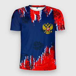 Футболка спортивная мужская Россия спорт краски текстура, цвет: 3D-принт