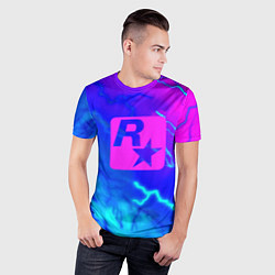 Футболка спортивная мужская Rockstar storm молнии, цвет: 3D-принт — фото 2