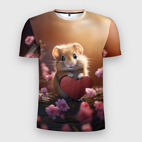 Мужская спорт-футболка Милый маленький хомячок с сердечком / 3D-принт – фото 1