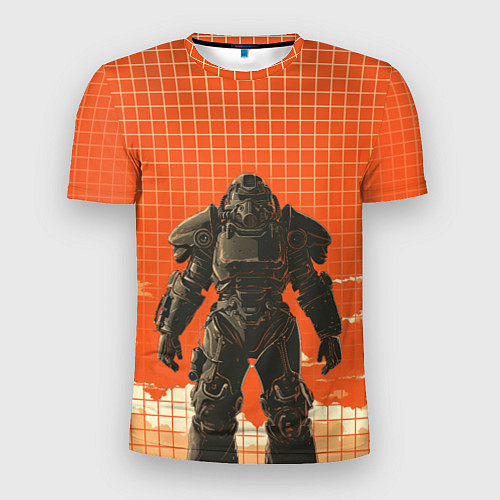 Мужская спорт-футболка Воин в броне Братства Стали / 3D-принт – фото 1