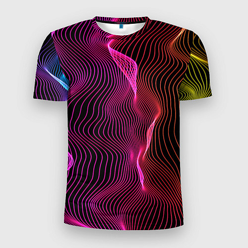 Мужская спорт-футболка Переплетающие цветные линии / 3D-принт – фото 1