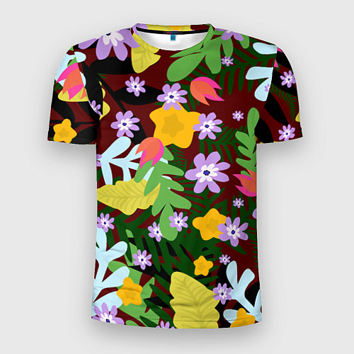 Мужская спорт-футболка Гавайская цветочная расцветка / 3D-принт – фото 1