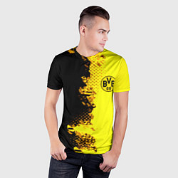 Футболка спортивная мужская Borussia fc sport краски, цвет: 3D-принт — фото 2