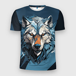 Мужская спорт-футболка Красивый грозный волк