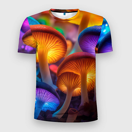 Мужская спорт-футболка Неоновые светящиеся грибы / 3D-принт – фото 1