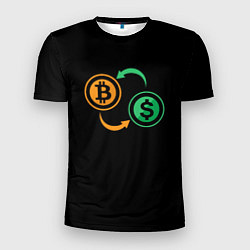 Мужская спорт-футболка Криптовалюта биткоин и доллар