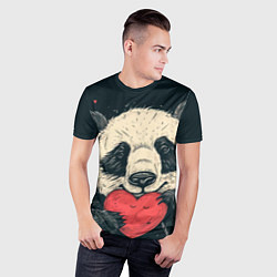 Футболка спортивная мужская Влюбленная панда обнимает сердечко, цвет: 3D-принт — фото 2