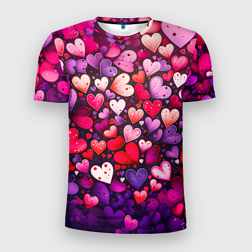 Мужская спорт-футболка Множество сердец / 3D-принт – фото 1