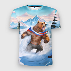Мужская спорт-футболка Медведь с триколором