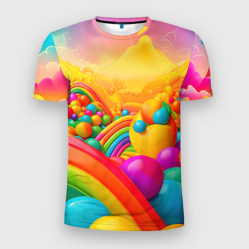 Мужская спорт-футболка Цветные пузыри и радуга / 3D-принт – фото 1