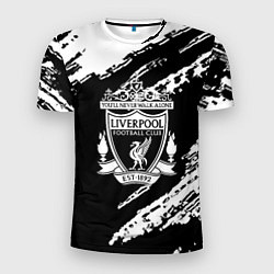 Мужская спорт-футболка Liverpool белые краски текстура