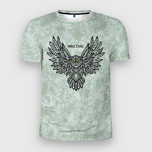 Мужская спорт-футболка Полёт совы серо-зелёный / 3D-принт – фото 1
